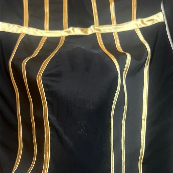 Sexy Black Dress with Sheer & Gold Accents sz 2X with stretch - Picture 3 of 15